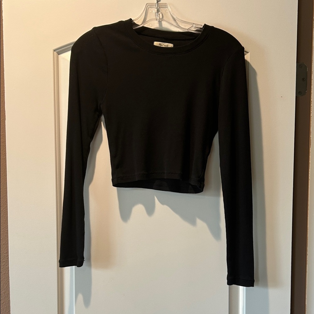 Madewell Black Long Sleeve Crop Top